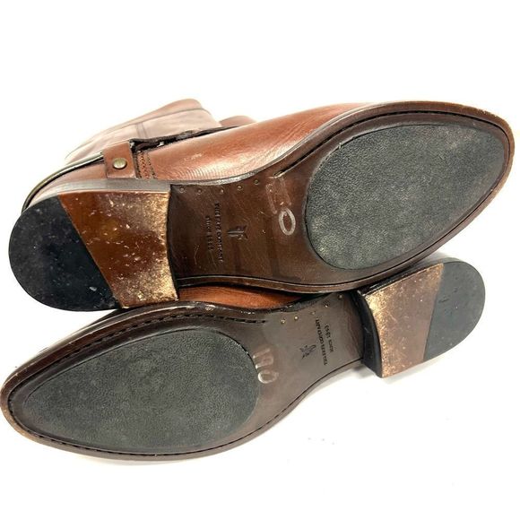 - Frye brown knee high equestrian style pull on leather boots Sz 8 - Picture 10 of 13